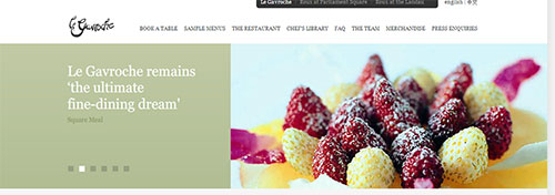 Picture of the Le Gavroche website homepage