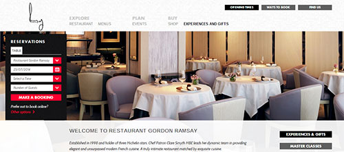Picture of Restaurant Gordon Ramsay website homepage