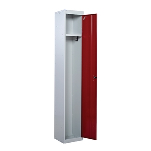Tall Locker 300mm Deep - Camlock - Flat Top - 1 x Red Door