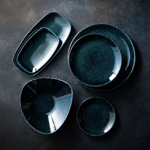 Churchill Studio Prints Astro Vitrified Porcelain Metallic Blue Round Coupe Plate 28.8cm