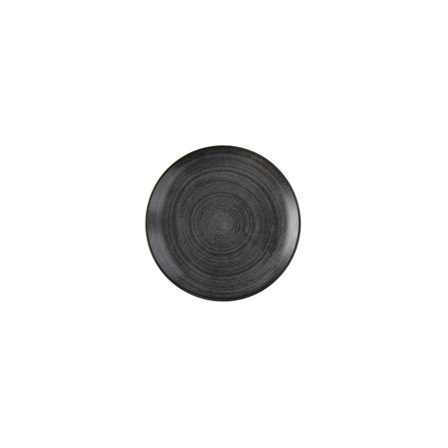 Churchill Stonecast Raw Vitrified Porcelain Black Round Coupe Plate 21.7cm