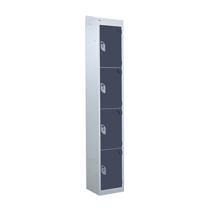 Tall Locker 300mm Deep - Camlock - Slope Top - 4 x Dark Grey Doors