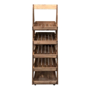 Rustic Brown 5-Tier Slanted A-Frame Display Stand