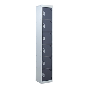 Tall Locker 450mm Deep - Camlock - Flat Top - 6 x Dark Grey Doors