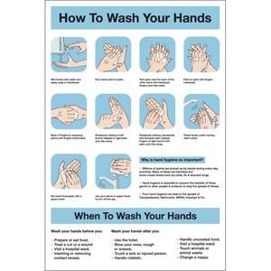 Mileta Safety Sign - How To Wash Hands Vinyl Sign 300x200mm