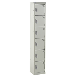 Tall Locker 300mm Deep - Camlock - Flat Top - 6 x Light Grey Doors