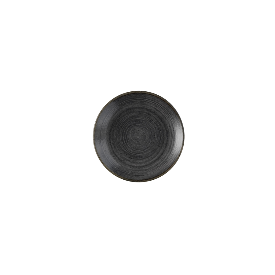 Churchill Stonecast Raw Vitrified Porcelain Black Round Coupe Plate 16.5cm