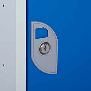 Tall Locker 300mm Deep - Camlock - Flat Top - 6 x Blue Doors