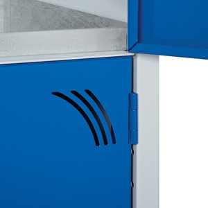 Tall Locker 450mm Deep - Camlock - Flat Top - 3 x Blue Doors